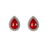 Orecchini Goccia argento, corallo rosso e zirconi