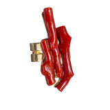 Anello Frammèntu corallo rosso, argento dorato