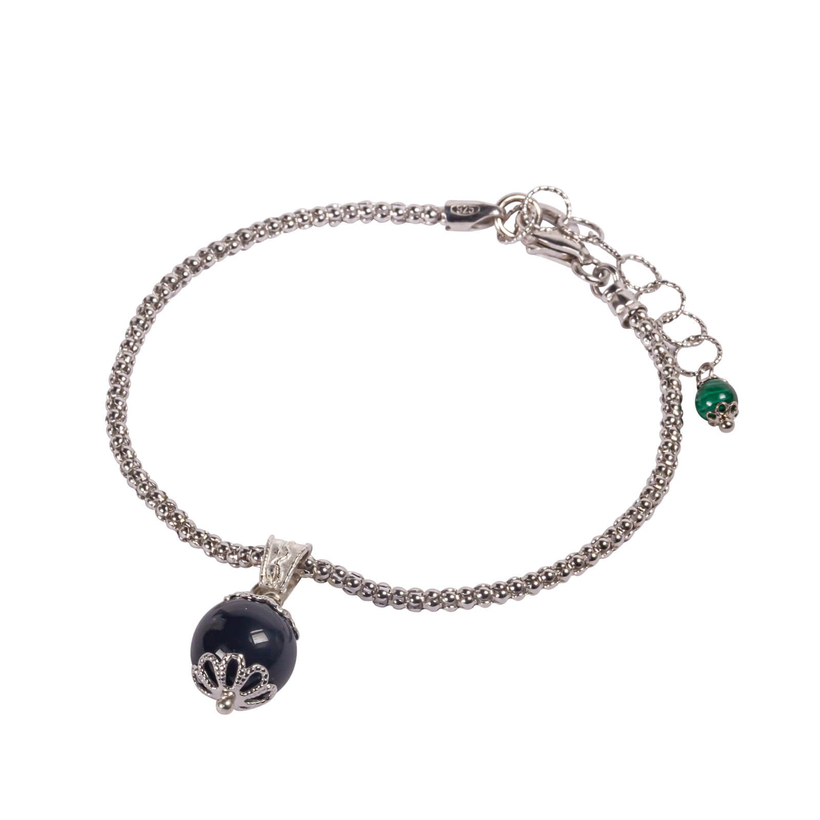 Bracciale Donna Argento 925 Con Onice E Ciondolo Sardo 'Su Coccu' Portafortuna