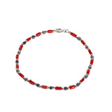 Bracciale cannette corallo rosso ematite argento dorato