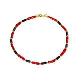 Bracciale cannette corallo rosso onice argento dorato
