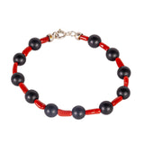 Bracciale corallo rosso onice opaca argento