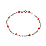 Bracciale Maglia Argento e sfere corallo rosso