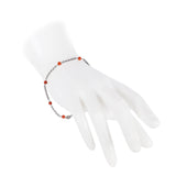 Bracciale Maglia Argento e sfere corallo rosso