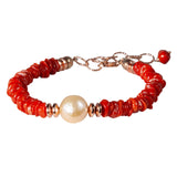 Bracciale scaglie corallo argento perla barocca