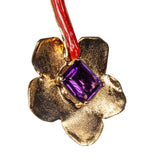 Ciondolo Artwork argento dorato corallo e quarzo viola