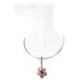 Ciondolo Artwork argento dorato corallo e quarzo viola