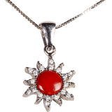 Ciondolo Sole Argento corallo e zirconi