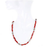 Collana corallo rosso perle coltivate ematite e argento