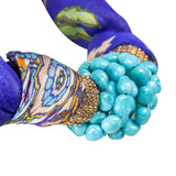 Collana Foulard turchese, filigrana sarda, argento dorato