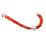 Collana scaglie corallo argento e perle barocche