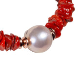 Collana scaglie corallo argento e perle barocche