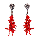 Orecchini pendenti Frangia corallo argento