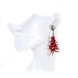 Orecchini pendenti Frangia corallo argento