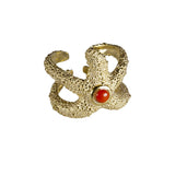 Anello Stella Marina Argento e Corallo