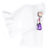 Orecchini Violetta oro, diamanti, ametista, corallo rosa