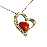 Ciondolo Cuore Light oro satinato e corallo rosso