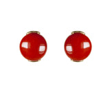 Orecchini Flat Griffe corallo rosso e oro