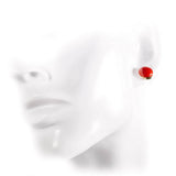 Orecchini Flat Griffe corallo rosso e oro