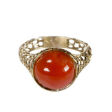 Anello exagon corallo rosso e oro