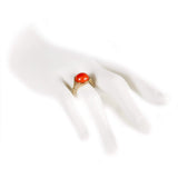 Anello exagon corallo rosso e oro