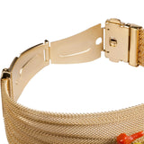 Red coral mesh bracelet, silver and steel