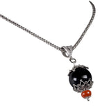 Pendant on kokku onyx red coral and silver (su coccu)