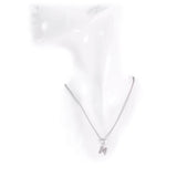 Rhodium-plated silver filigree letter pendant