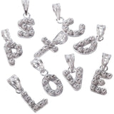 Rhodium-plated silver filigree letter pendant