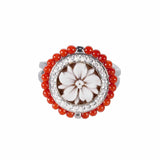 Anello cameo moderno corallo argento - Marina Ferraro Gioielli