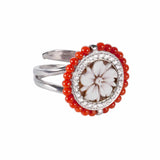Anello cameo moderno corallo argento - Marina Ferraro Gioielli