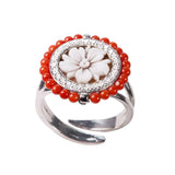 Anello cameo moderno corallo argento - Marina Ferraro Gioielli