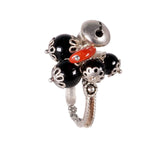 Anello charms su kokku onice corallo rosso e argento (su coccu) - Marina Ferraro Gioielli