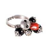 Anello charms su kokku onice corallo rosso e argento (su coccu) - Marina Ferraro Gioielli