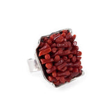 Anello quadrato, argento e corallo rosso | Gioielli Alghero di Marina Ferraro