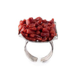 Anello quadrato, argento e corallo rosso - Marina Ferraro Gioielli