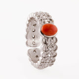 fedina Sarda a fascia, in argento, zirconi e corallo - Marina Ferraro Gioielli