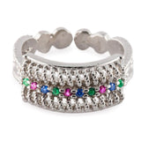 Anello traforato fronte motivo filigrana con zirconi - Marina Ferraro Gioielli