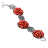 Bracciale circolare, argento fiammato e corallo rosso - Marina Ferraro Gioielli