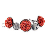 Bracciale circolare, argento fiammato e corallo rosso - Marina Ferraro Gioielli