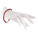 Bracciale oro bianco martellato e sfere in corallo rosso - Marina Ferraro Gioielli