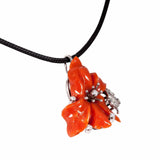 Ciondolo Fiore oro bianco e Corallo rosso - Marina Ferraro Gioielli