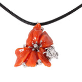 Ciondolo Fiore oro bianco e Corallo rosso - Marina Ferraro Gioielli