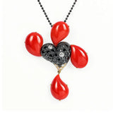 Ciondolo forma di cuore con gocce in corallo - Marina Ferraro Gioielli