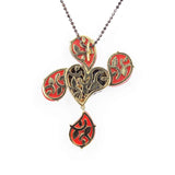 Ciondolo forma di cuore con gocce in corallo - Marina Ferraro Gioielli