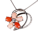 Ciondolo cuore fiore corallo argento e zirconi - Marina Ferraro Gioielli