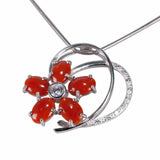 Ciondolo cuore fiore corallo argento e zirconi - Marina Ferraro Gioielli