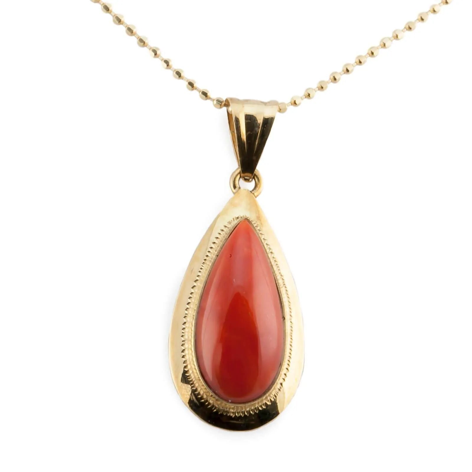 Pendentif Or Et Corail - Or 18 Carats - Corail Naturel Ovale - Neuf Sans écrin