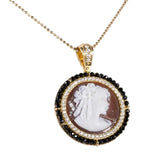 Ciondolo Cameo Viso Umano cristalli neri | Gioielli in corallo Autentico di Marina Ferraro