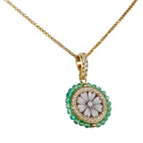 Ciondolo Fiori Cameo Tondo cristalli verdi - Marina Ferraro Gioielli